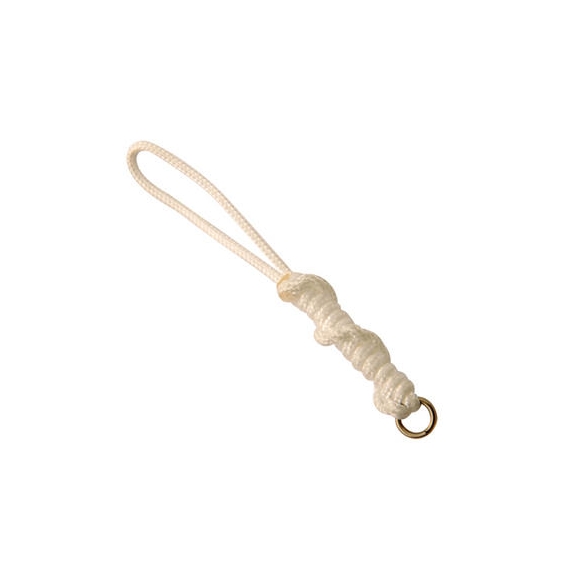 Knotted non-abrasive cord for stick